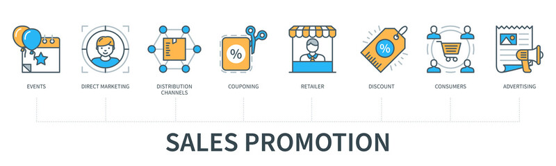 Sales promotion vector infographic in minimal flat line style