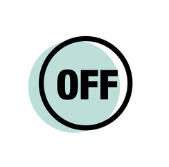 Off graphic button icon. Off typography icon