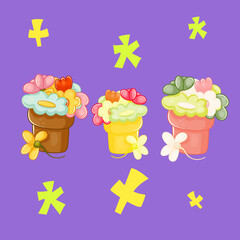 Beautiful, delicate flowers made in vector. Unique decoration for postcard, wedding invitation, save the date. Isolated floral design.