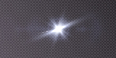 Light gold flash starlight png. Light sunlight. Shimmering glare on a transparent background. Vector