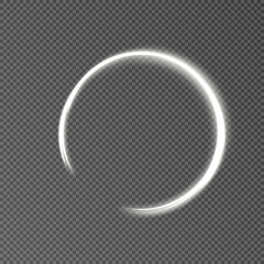 Bright white circle, golden line light effect. Glowing golden circle. Design element for the design of invitations, cards, presentations. PNG vector.