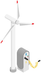 Wind turbines and charger for electric vehicles. Electromobile charging station. Equipment for auto accumulator recharging. Alternative fuel. Green energy technology. Environmentally friendly power
