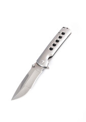 folding pocket knife on white background