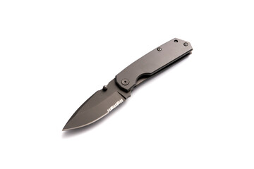folding pocket knife on white background