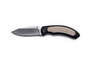 folding pocket knife on white background