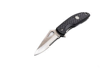 folding pocket knife on white background