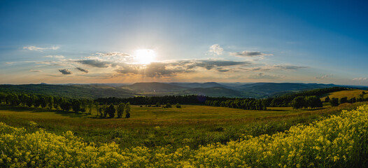 Sonnenuntergang, Abendrot, Wolken, Rhön, Hessen, Bayern, Thüringen, Sonne, Abendstimmung, Ausblick Noahs Segel	
