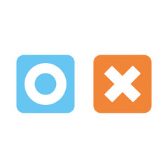 Flat o and x rounded square shape icons  blue circle and orange cross  