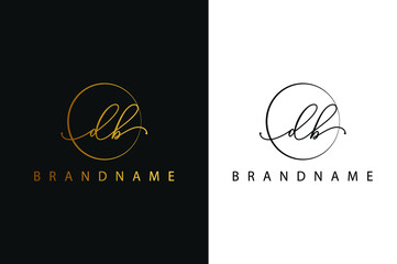 D B DB hand drawn logo of initial signature, fashion, jewelry, photography, boutique, script, wedding, floral and botanical creative vector logo template for any company or business.