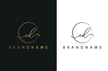 C D CD hand drawn logo of initial signature, fashion, jewelry, photography, boutique, script, wedding, floral and botanical creative vector logo template for any company or business.