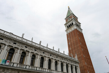 Fototapeta na wymiar Campanile the bell tower of St Mark's Basilica in Venice