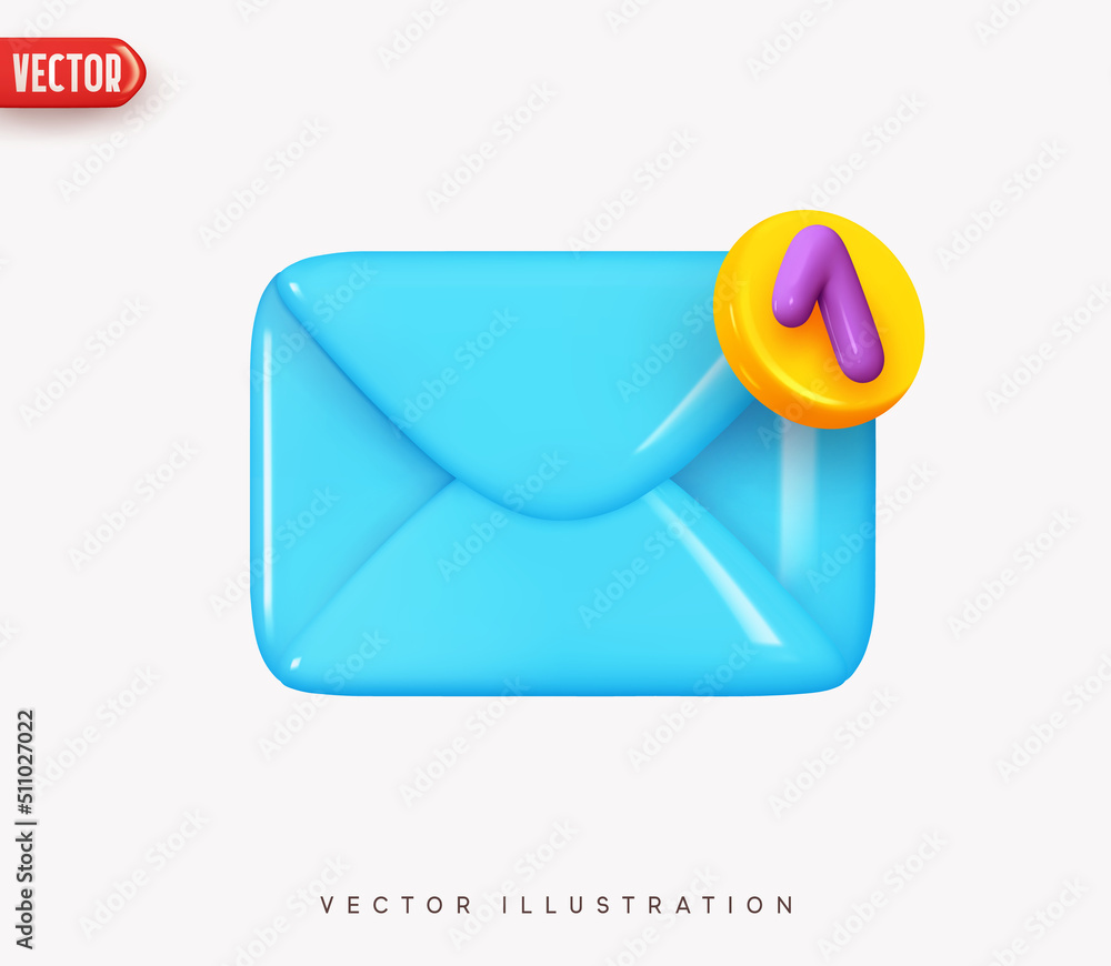 Poster mail envelope icon with sing unread notification. envelope letter paper. send post messages social m