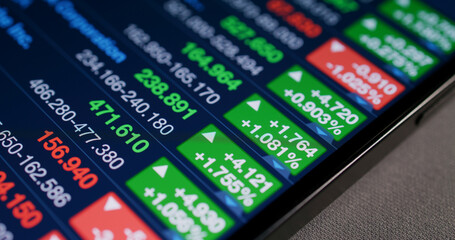 Obraz premium Tablet computer with stock market number