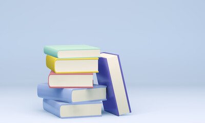 stack of colorful books, 3d render