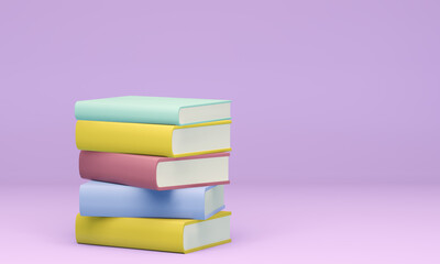 stack of colorful books, 3d render