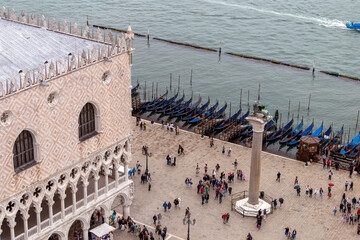 View of the Doge's Palace in Venice from the St Mark's Campanile