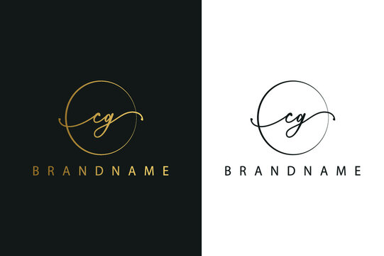 C G CG hand drawn logo of initial signature, fashion, jewelry, photography, boutique, script, wedding, floral and botanical creative vector logo template for any company or business.
