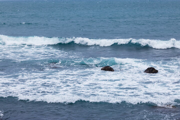 Big sea wave over the harbor