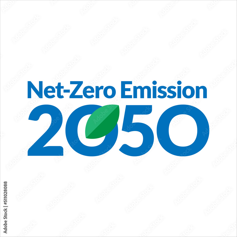 Poster zero emissions by 2050 vector icon badge