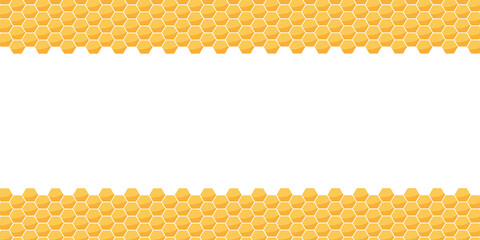 Honeycomb cells texture. Vector honey concept horizontal background with space text.	 - obrazy, fototapety, plakaty