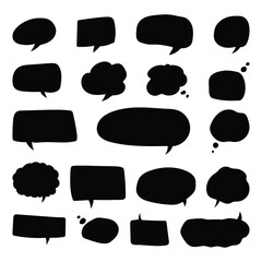 set of empty black speech bubbles