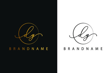 D G DG hand drawn logo of initial signature, fashion, jewelry, photography, boutique, script, wedding, floral and botanical creative vector logo template for any company or business