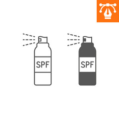 Sunscreen line and solid icon, outline style icon for web site or mobile app, travel and holiday , SPF vector icon, simple vector illustration, vector graphics with editable strokes