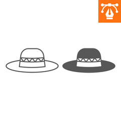 Summer hat line and solid icon, outline style icon for web site or mobile app, summer and clothing , hat vector icon, simple vector illustration, vector graphics with editable strokes