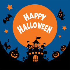 ハロウィンの文字と背景イラスト