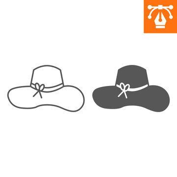 Sun hat line and solid icon, outline style icon for web site or mobile app, accessory and clothing , beach hat vector icon, simple vector illustration, vector graphics with editable strokes