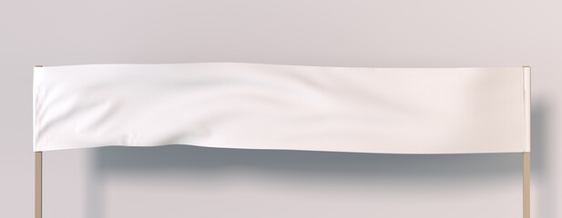 An empty long banner is flying in the wind