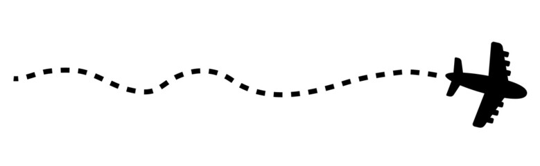 Airplane route. Plane and track icon. Vector illustration