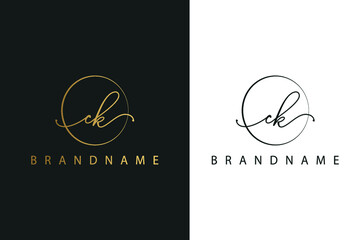 C K CK hand drawn logo of initial signature, fashion, jewelry, photography, boutique, script, wedding, floral and botanical creative vector logo template for any company or business.