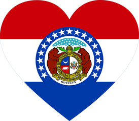Flag of US federal state of Missouri within a heart shape