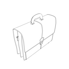 Outline of a suitcase from black lines isolated on a white background. Isometric view. Vector illustration.