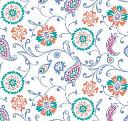 Fototapeta na wymiar traditional paisley floral pattern, textile , Rajasthan, royal India 