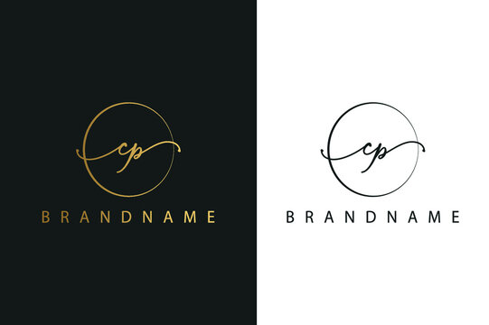 C P CP hand drawn logo of initial signature, fashion, jewelry, photography, boutique, script, wedding, floral and botanical creative vector logo template for any company or business.