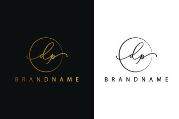 D P DP hand drawn logo of initial signature, fashion, jewelry, photography, boutique, script, wedding, floral and botanical creative vector logo template for any company or business.