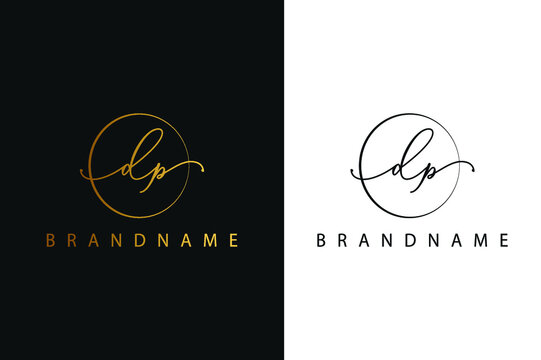 D P DP hand drawn logo of initial signature, fashion, jewelry, photography, boutique, script, wedding, floral and botanical creative vector logo template for any company or business.