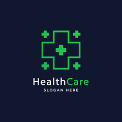 Medical Pharmacy Healthcare Logo with Cross Sign Icon Illustration