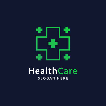 Medical Pharmacy Healthcare Logo with Cross Sign Icon Illustration