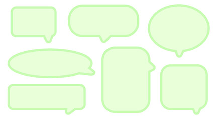 collection of cute pastel green speech bubble, conversation box, chat box, message box and thinking box illustration on white background perfect for your design