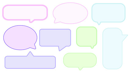 collection set of cute pastel colorful speech bubble, conversation box, chat box, message box and thinking balloon illustration on white background perfect for your design
