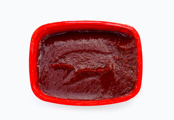 Korean chili paste on white background.