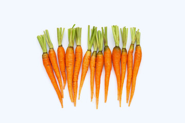 Fresh carrots on white background.