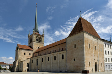 View of the choir of Old protestant abbey church in Payerne, Switzerland