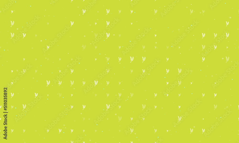 Poster seamless background pattern of evenly spaced white wheat symbols of different sizes and opacity. vec