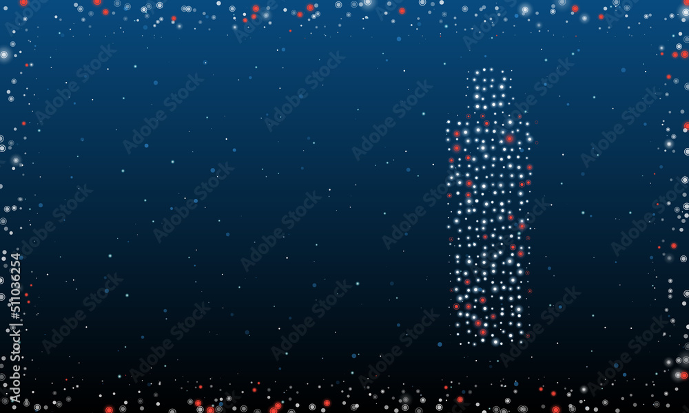 Poster on the right is the shampoo symbol filled with white dots. pointillism style. abstract futuristic fr