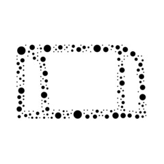 A large football goal symbol in the center made in pointillism style. The center symbol is filled with black circles of various sizes. Vector illustration on white background