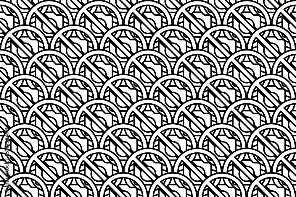 Poster seamless pattern completely filled with outlines of no photo symbols. elements are evenly spaced. ve